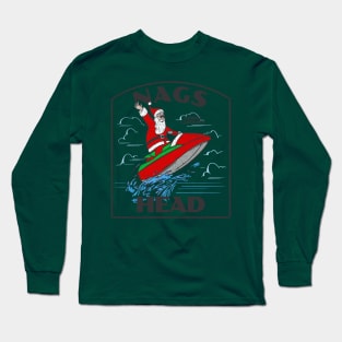 Nags Head, NC Christmas Vacationing Waterskiing Santa Long Sleeve T-Shirt